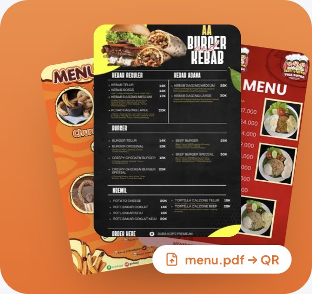 Contoh menu PDF restoran yang diubah jadi QR